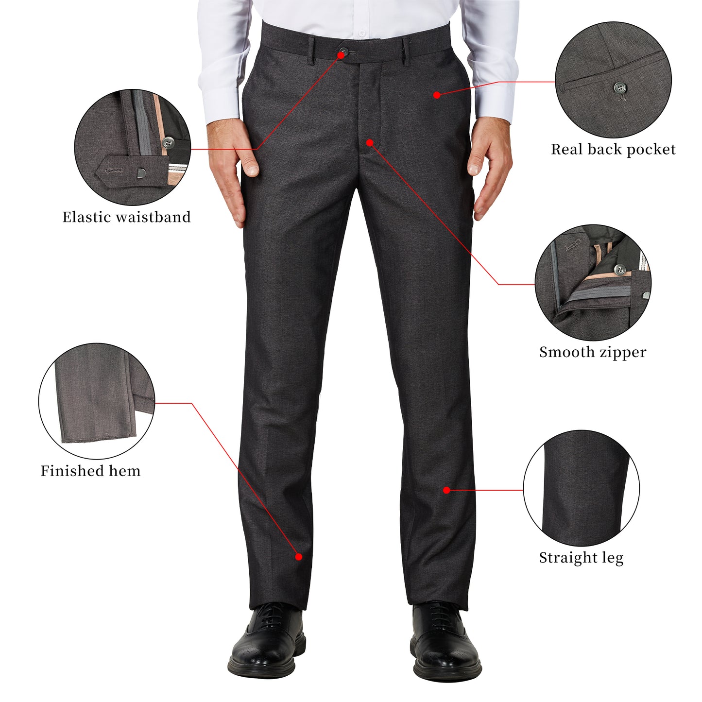 Slim Fit Dress Pants - Charcoal (230305)
