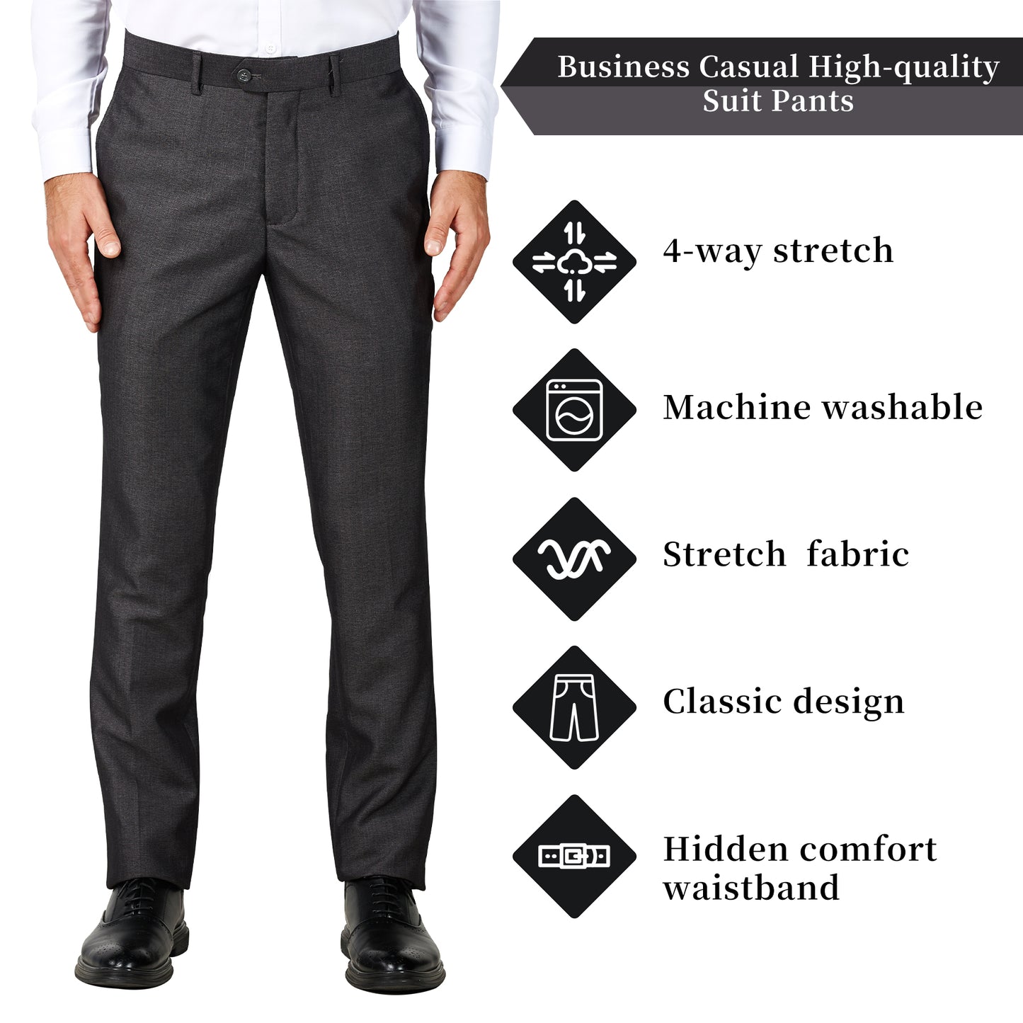 Slim Fit Dress Pants - Charcoal (230305)