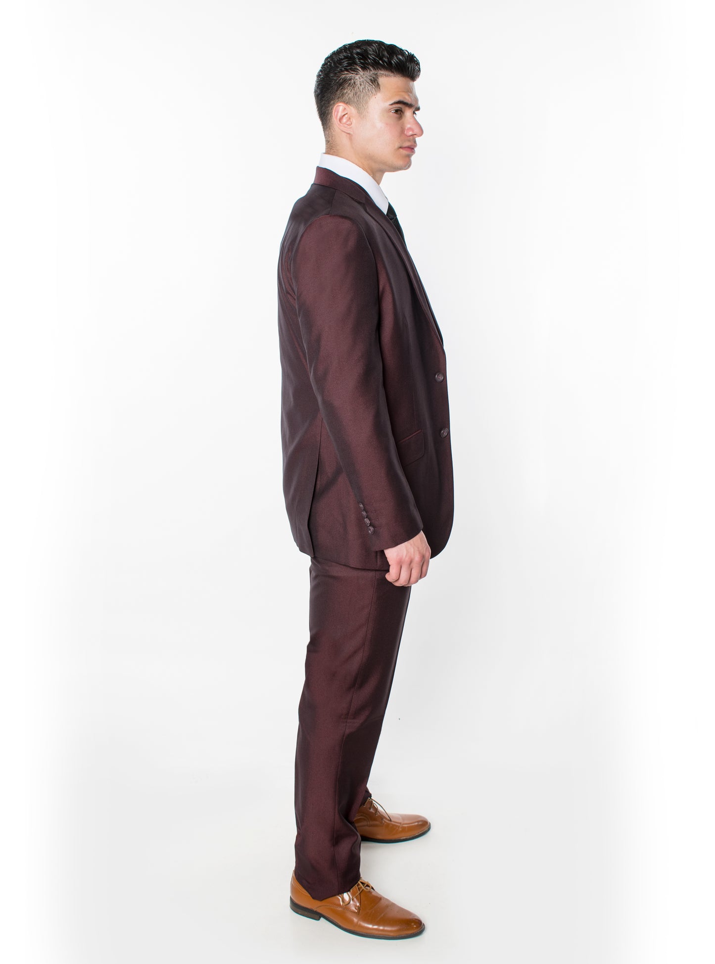 3 Piece Textured Suit - Burgundy (264510)