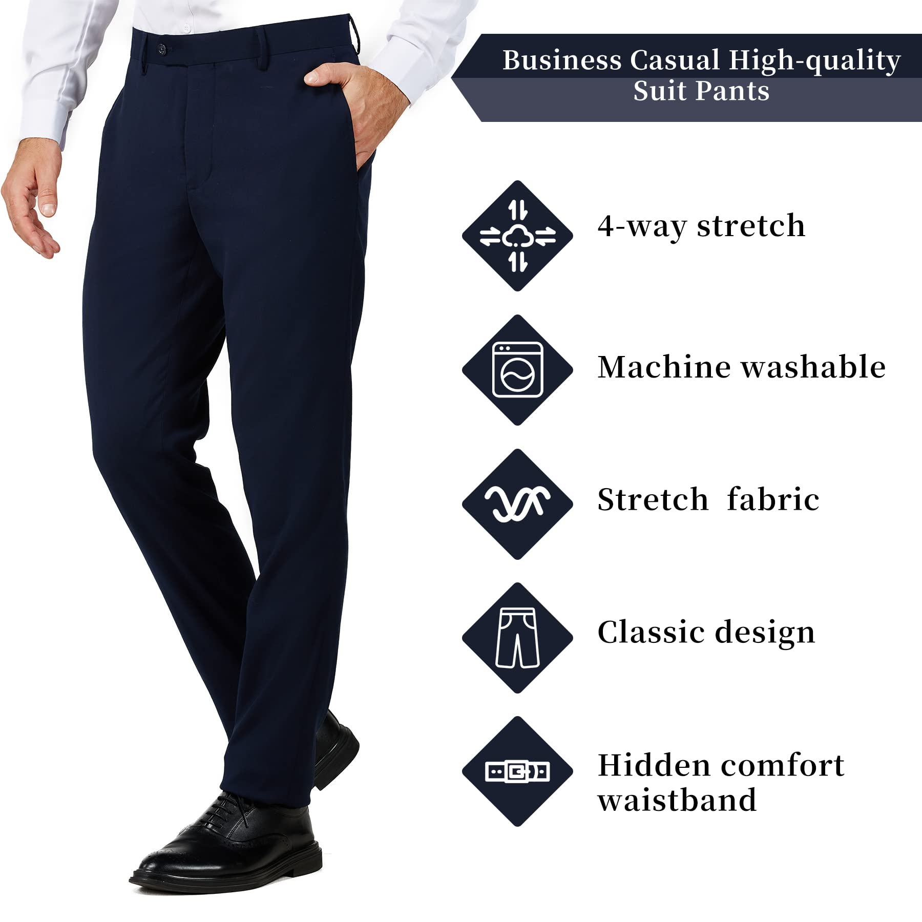 Slim Fit Dress Pants - Shiny Black (040801) Antonio Uomo Slim Fit Dress Pants - Shiny Black (040801) Antonio Uomo