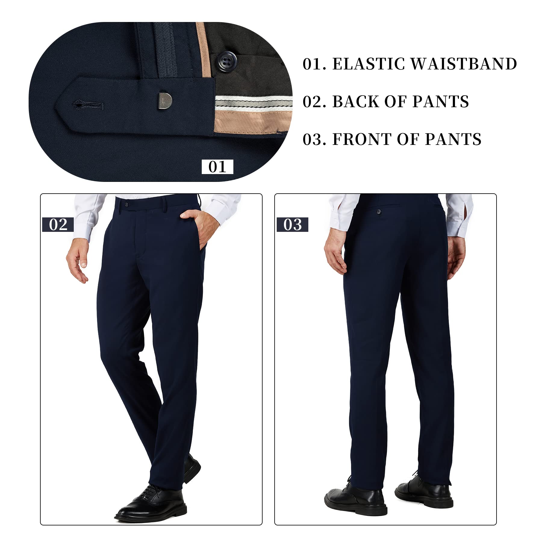 Slim Fit Dress Pants - Shiny Black (040801) 38 Slim Fit Dress Pants - Shiny Black (040801) 38