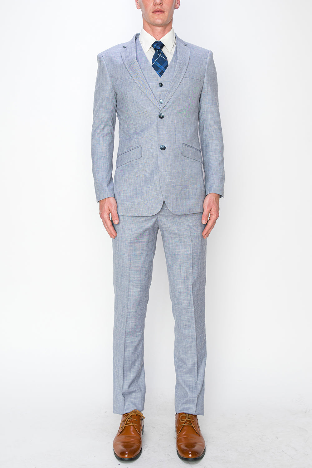 3 Piece Textured Suit - Powder Blue (00204) – Antonio Uomo